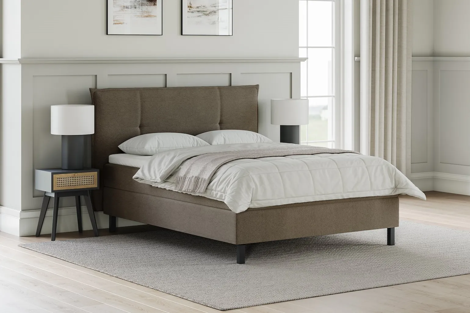 Relax kontinentalseng med sengegavl 210x210 cm