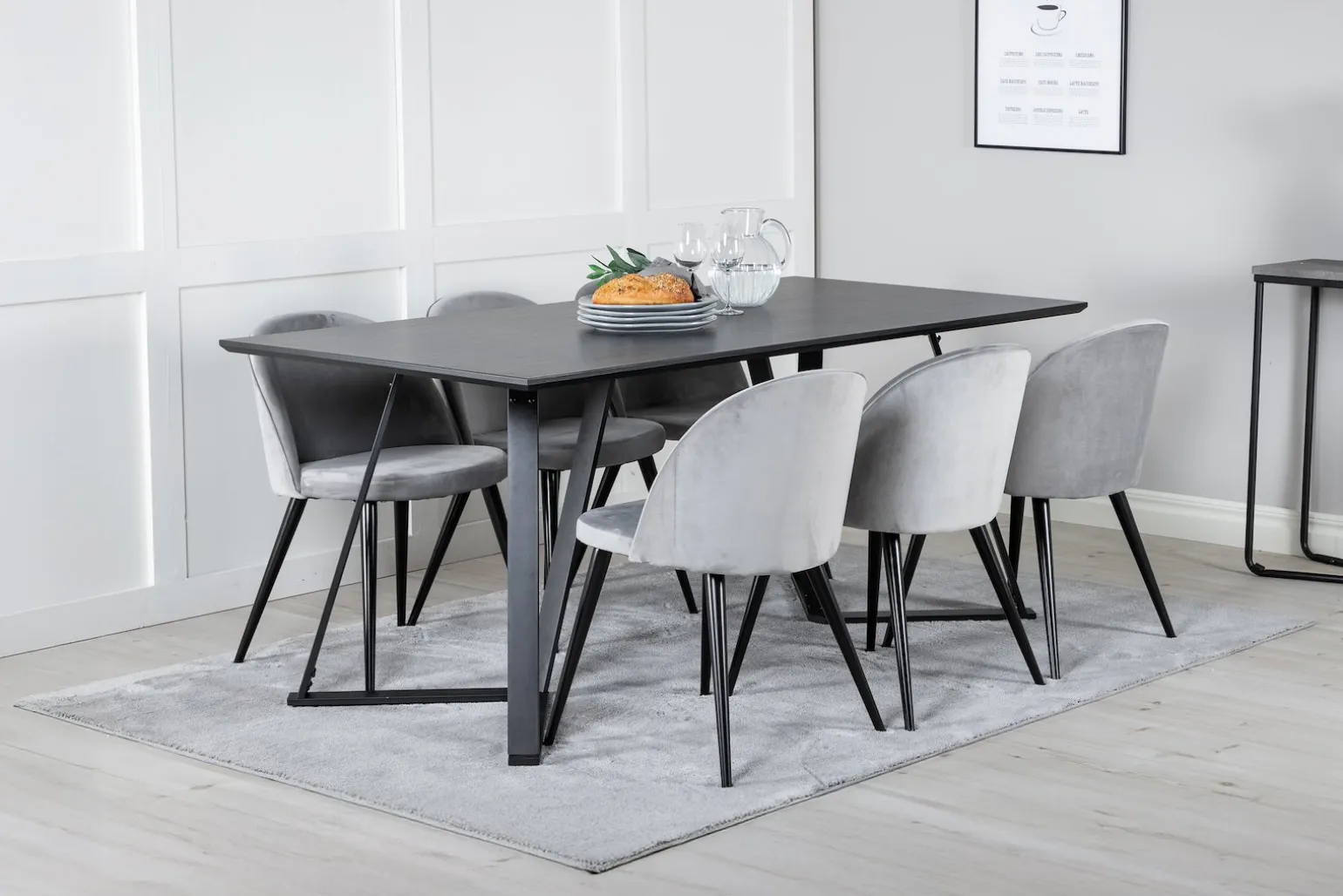 Velvet spisestol Sett av 2